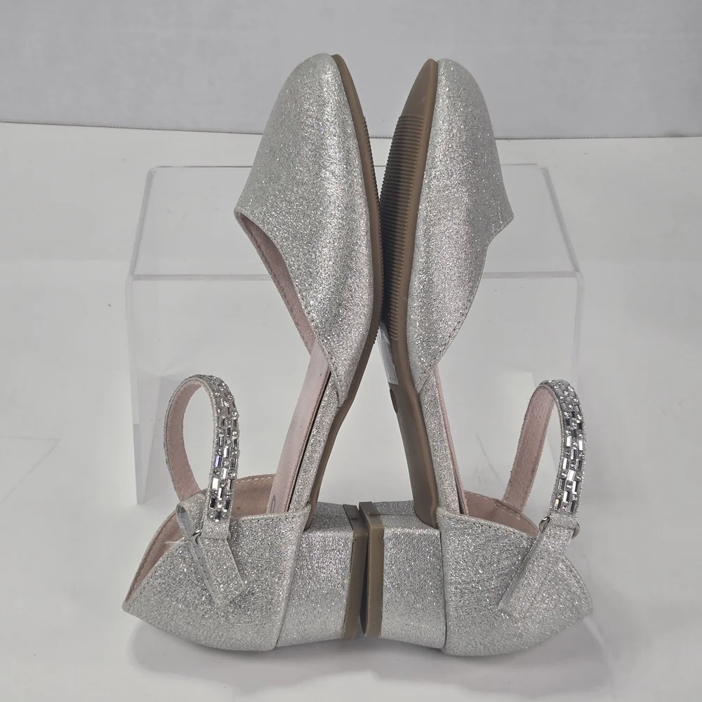 Mix No. 6 Selina Heel Silver Glitter Rhinestone Ankle-Strap Dress Shoes Size 3